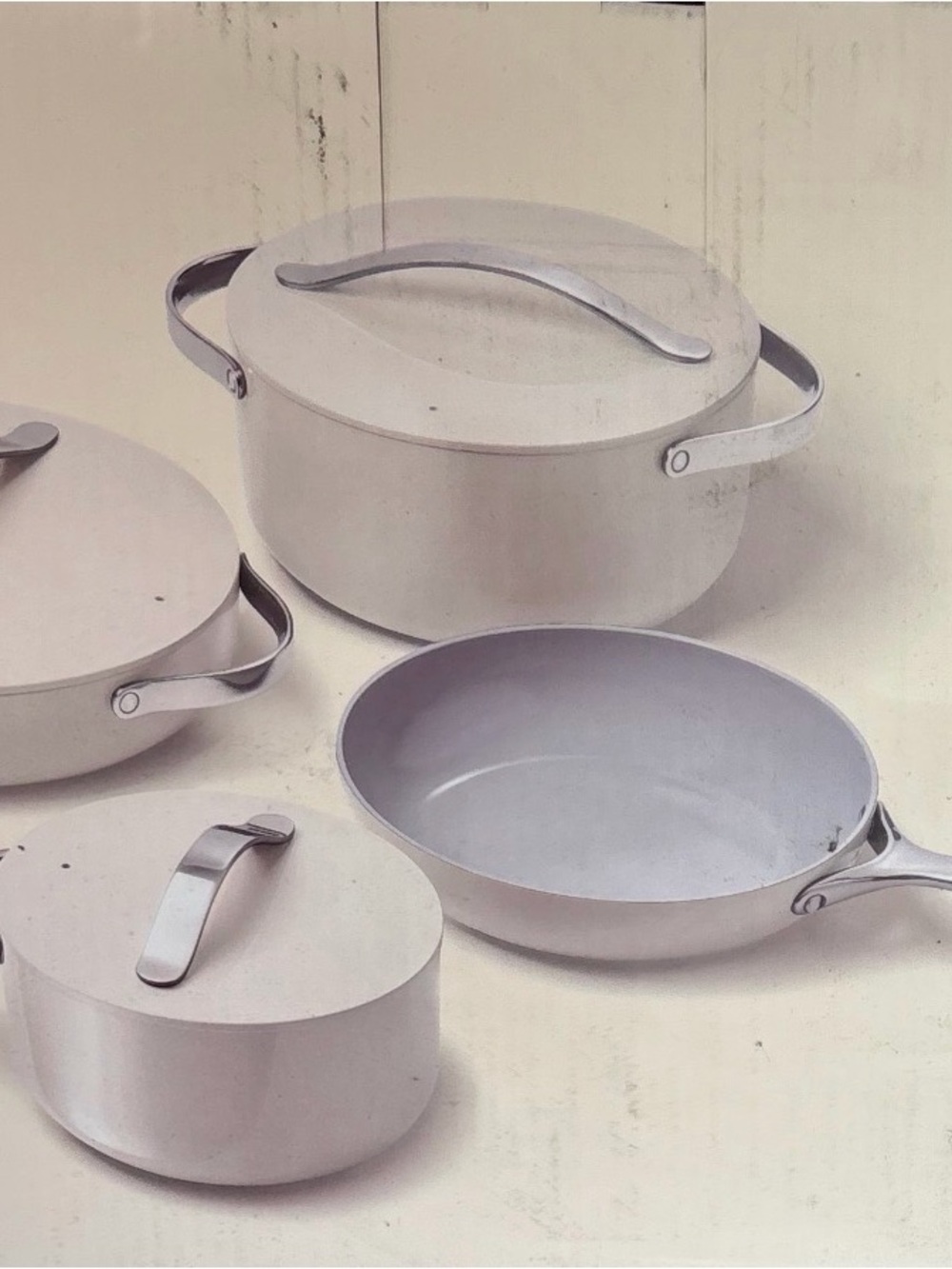 Caraway Matte White Ceramic-Look Cookware Set with Comfort Handles